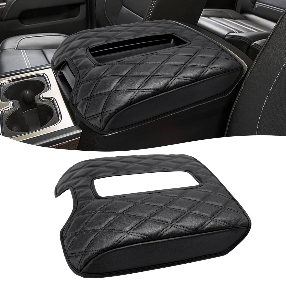 KBH Center Console Armrest Cover shown in front view for Silverado protection.