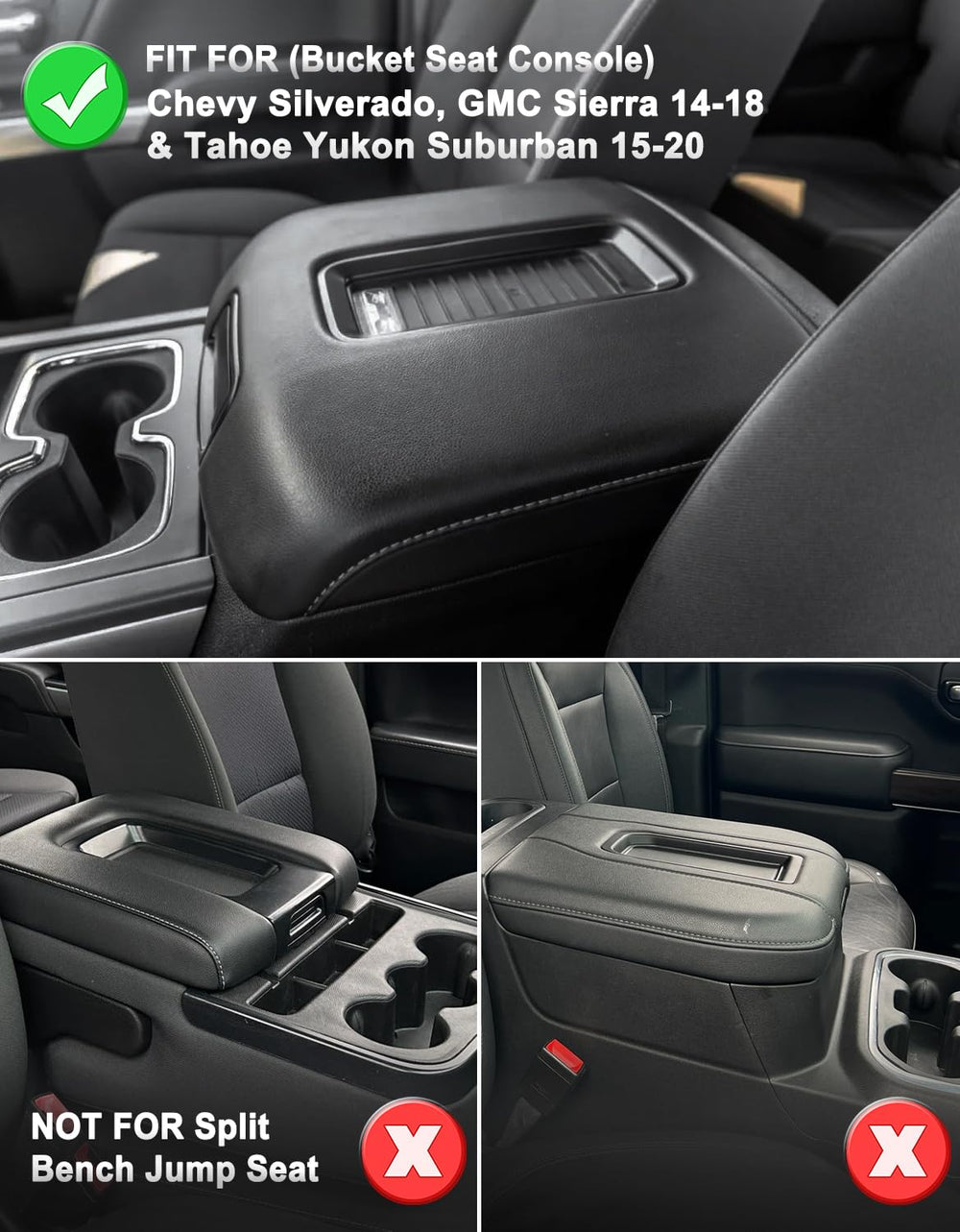 KBH center console armrest cover for GMC Sierra guards against wear with soft sponge.