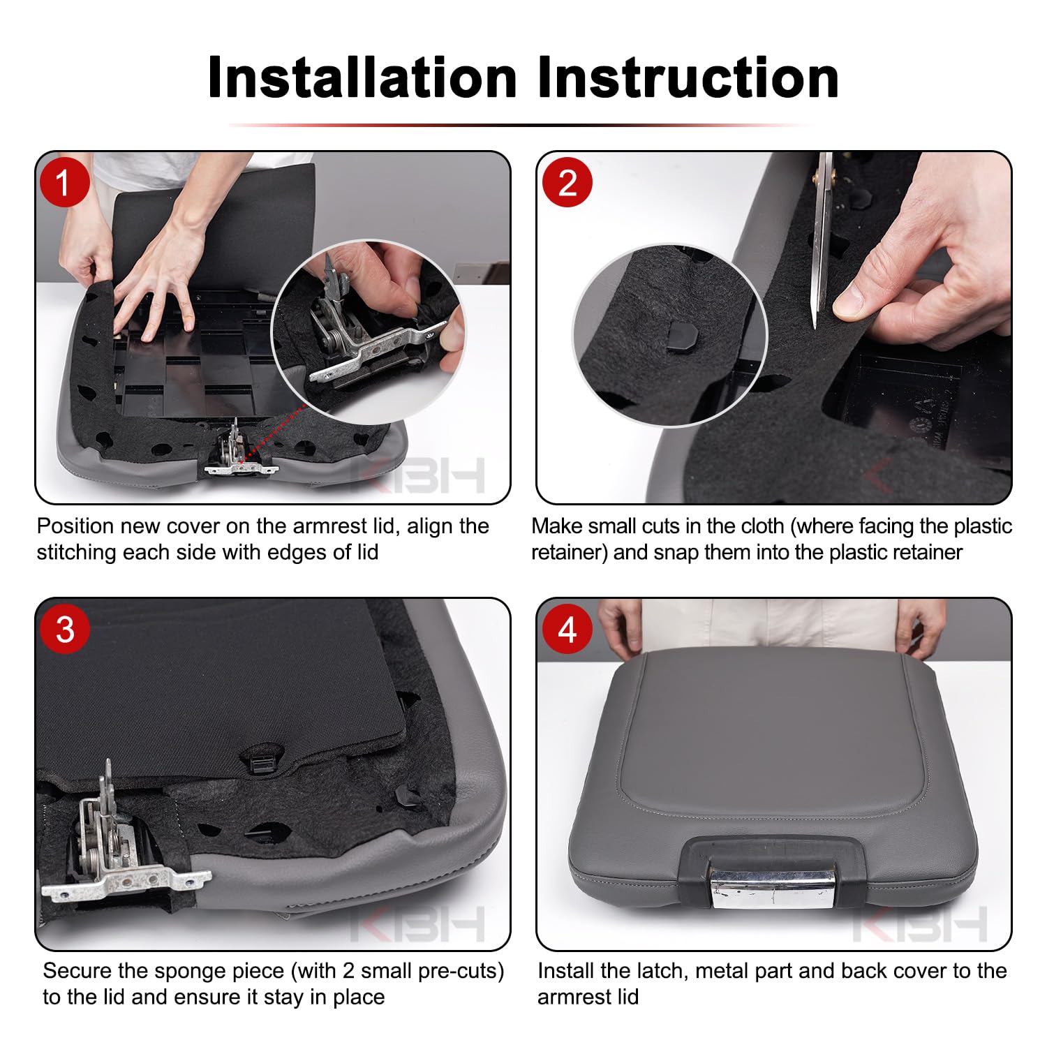 KBH gray-tone center console cover blending with Ram interior.