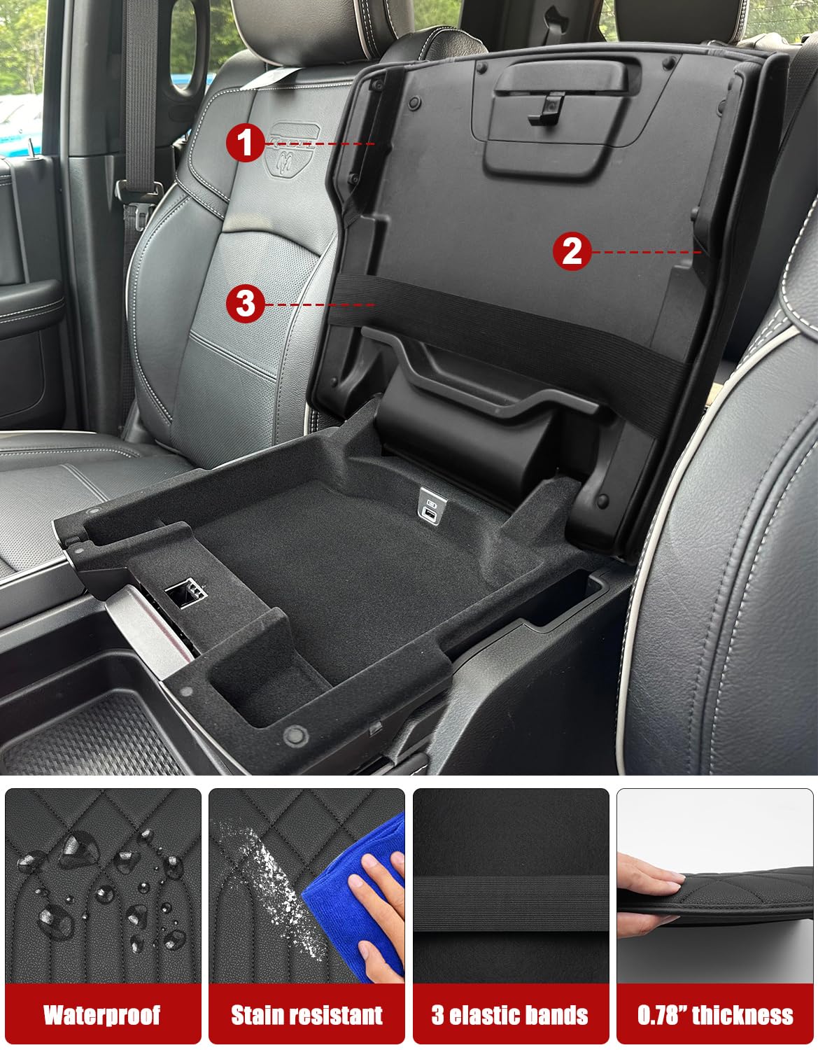 Protects console lid from sun, claws, and scratches with KBH cover