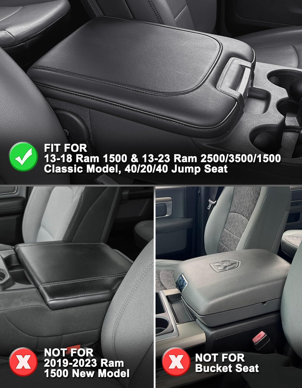 KBH armrest cover in Ram classic finish highlighting durable leather-like look.