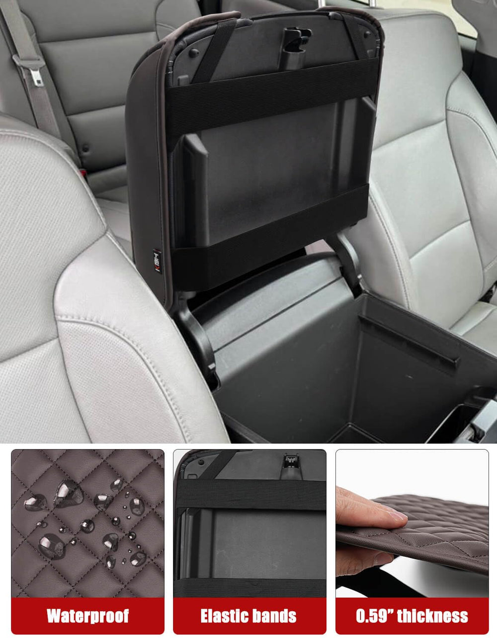 KBH bucket-seat floor console cushion enhances driving comfort on long trips