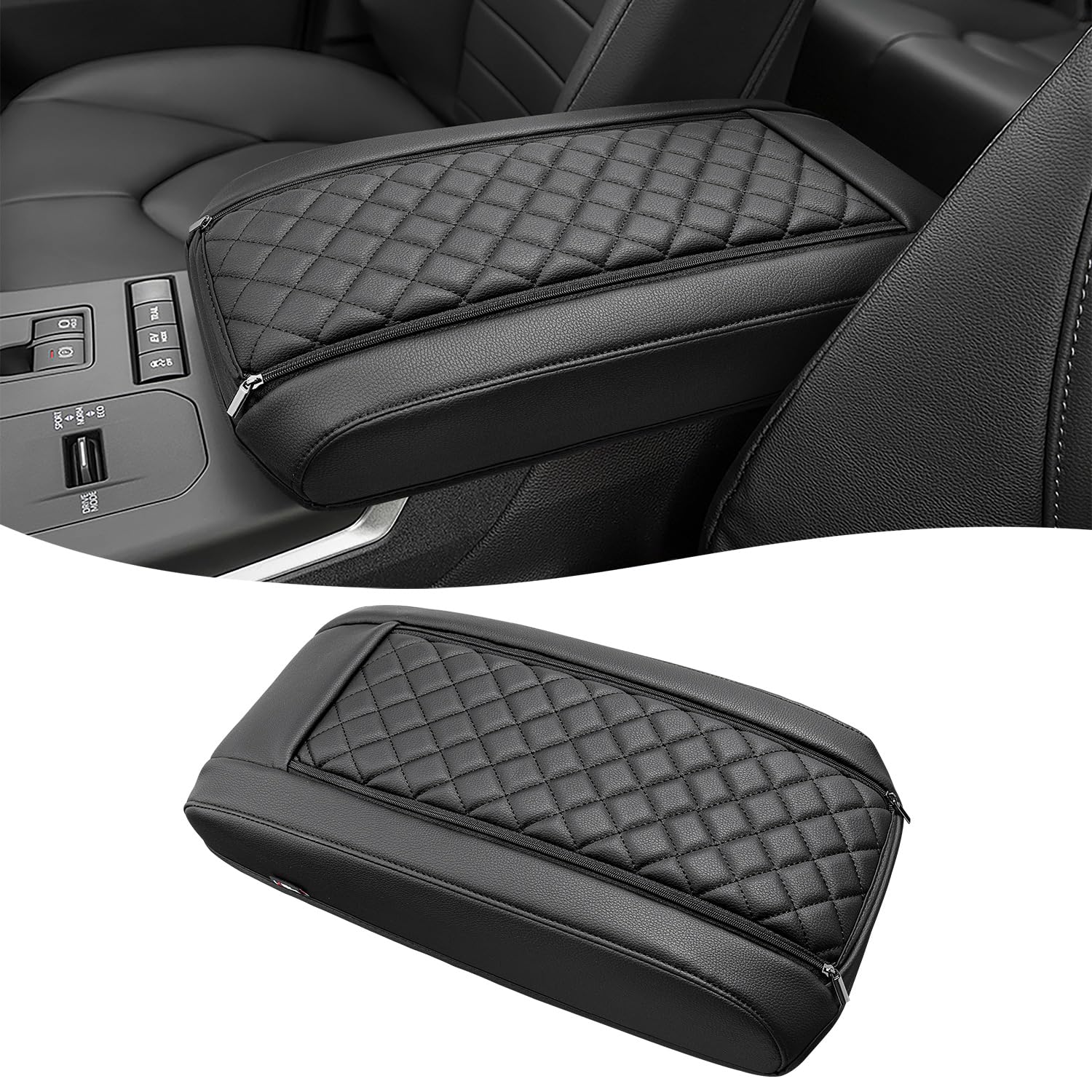 KBH armrest cover on Highlander front view provides snug protection against scratches.