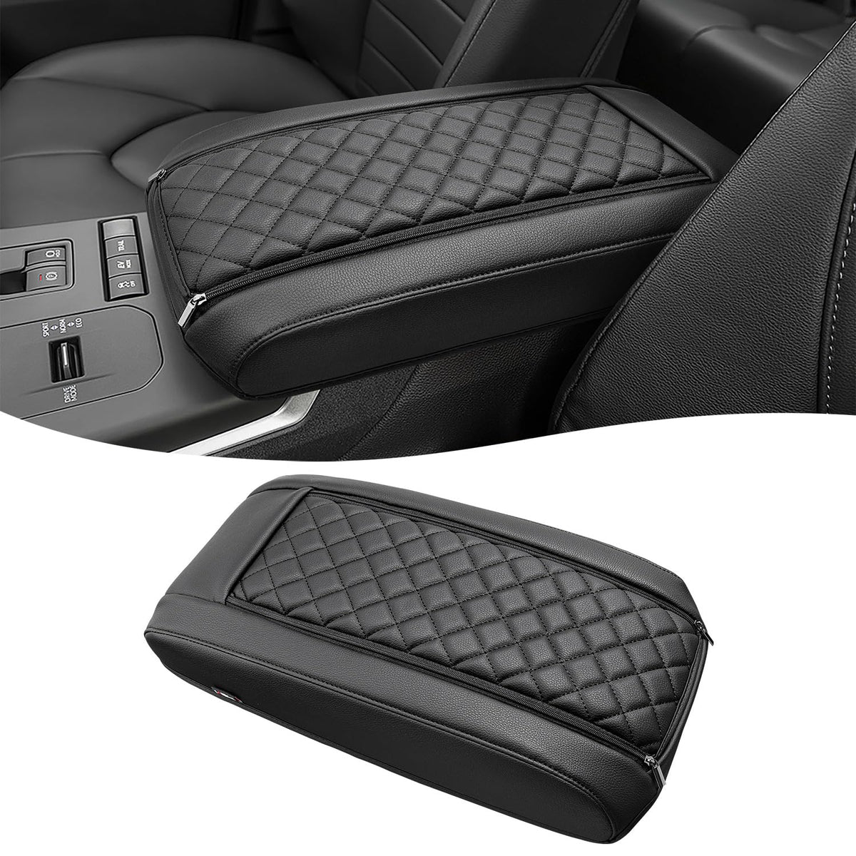 KBH armrest cover on Highlander front view provides snug protection against scratches.