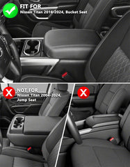 KBH Nissan Titan console lid close-up shows premium vinyl leather texture