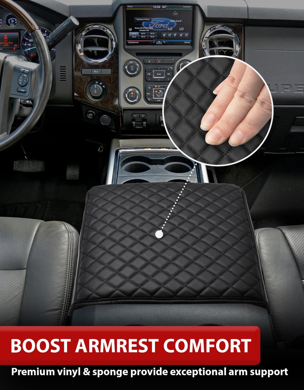 KBH easy install with no tools needed for secure bucket-seat console fit