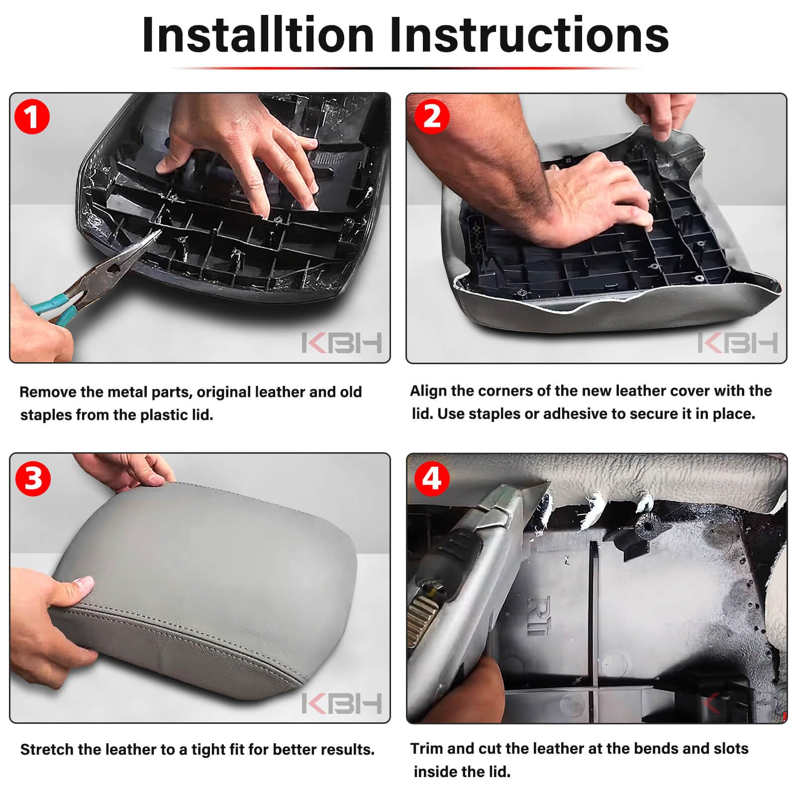 KBH installation instructions for Honda Pilot console lid cover 2009-2015