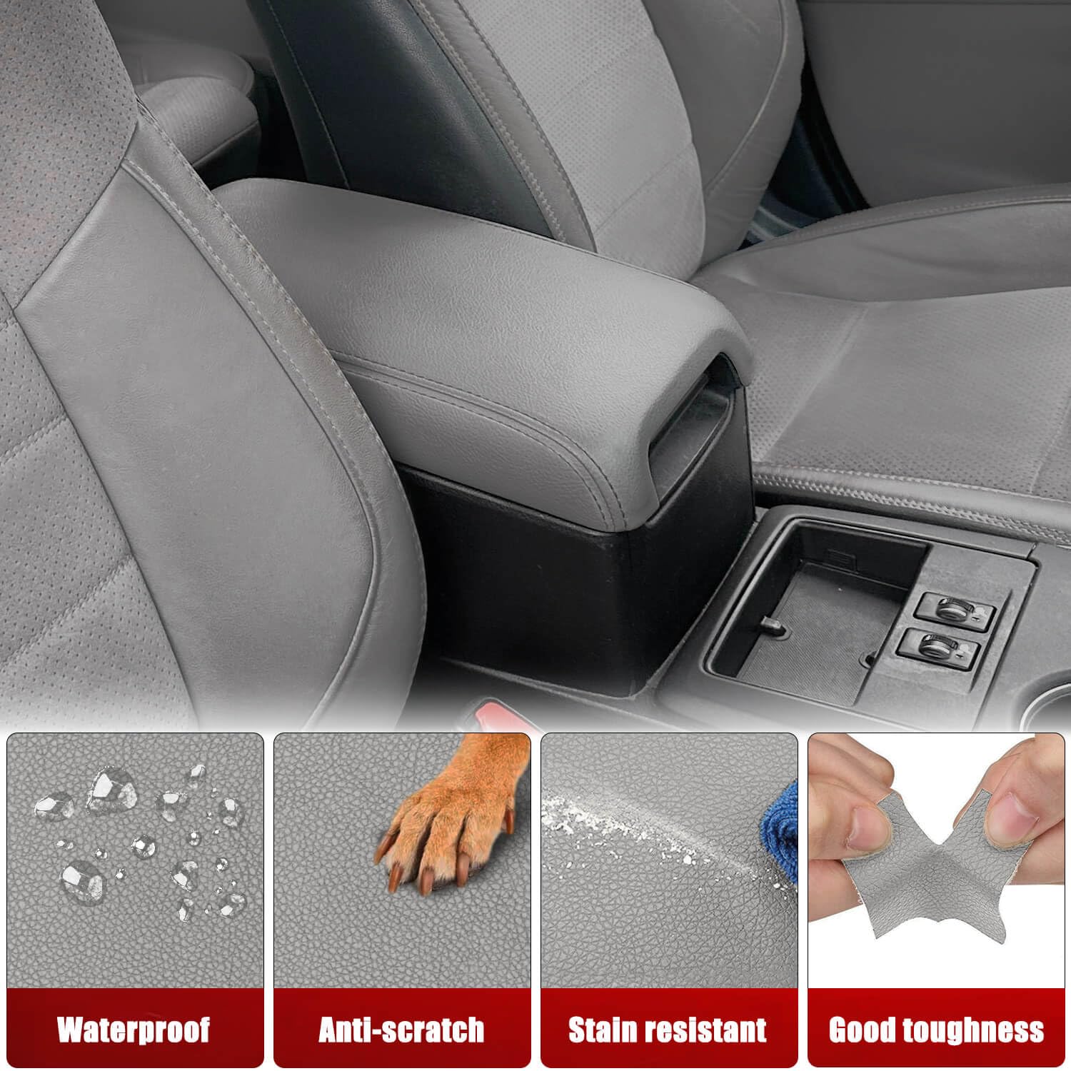 KBH Camry armrest front view shows snug fit for 2012–2017 models.