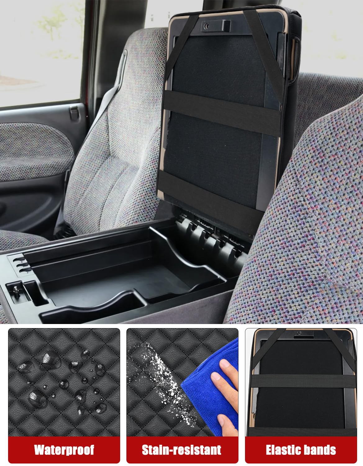 KBH protective console lid cover guards against scrapes and dirt in dusty cabins.