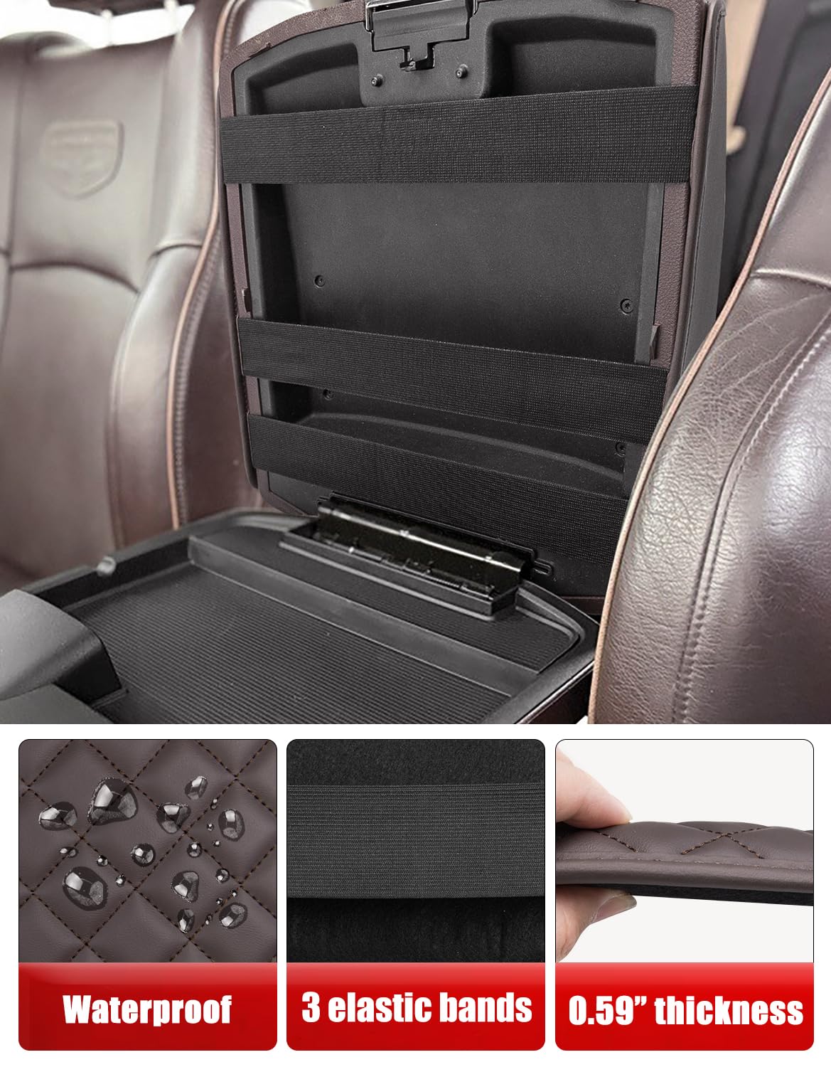 Soft to touch armrest cushion provides relaxed support on highway drives.