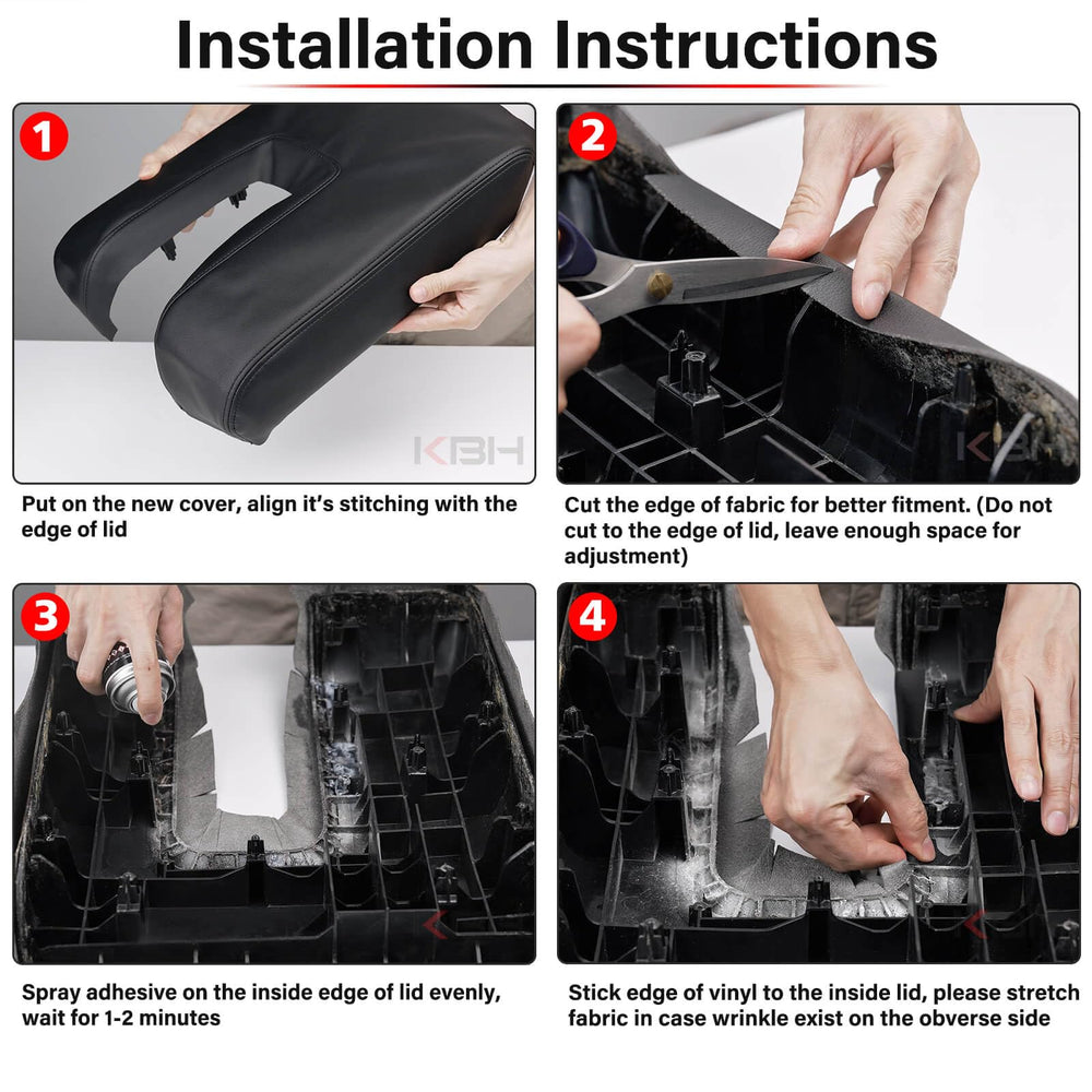 KBH console lid fitment with smooth wrinkle-free stretch