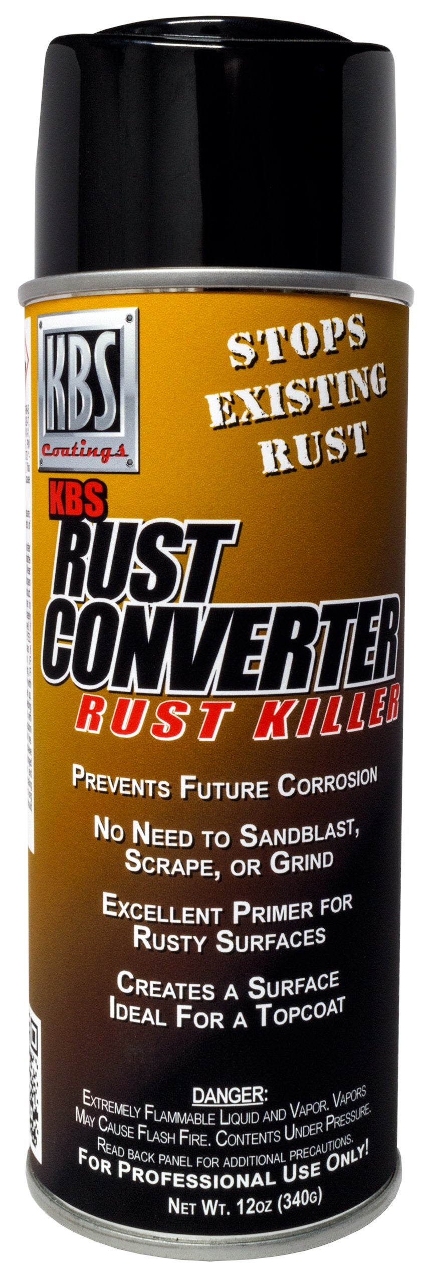 KBS Coatings Rust Converter in black primes rust-ready surfaces for painting