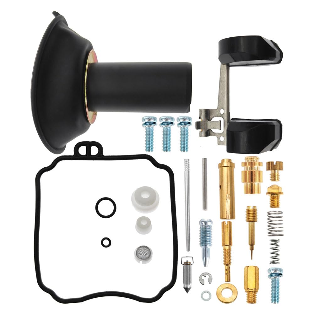 KCFJW2025 two-piece carb rebuild kit with plunger diaphragm for durable repair.