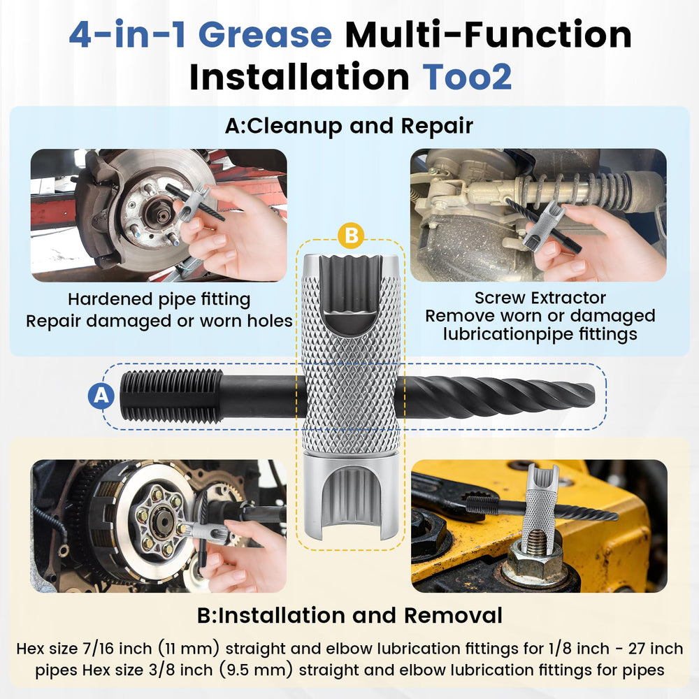 KCMOSGI grease zerk tool with black tap for repairing damaged ports