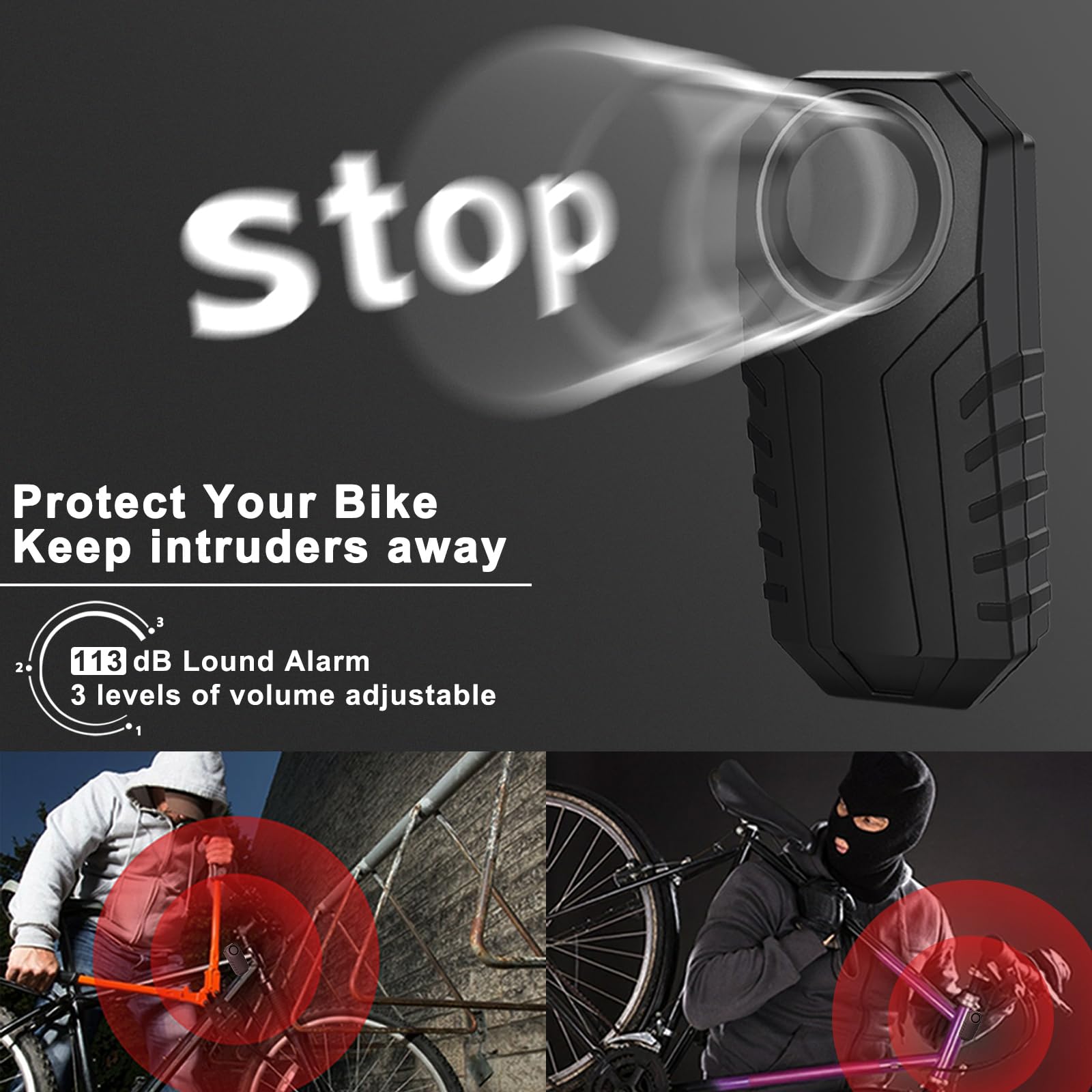 KCMYTONER bike alarm remote activation shows quick arming before rides.