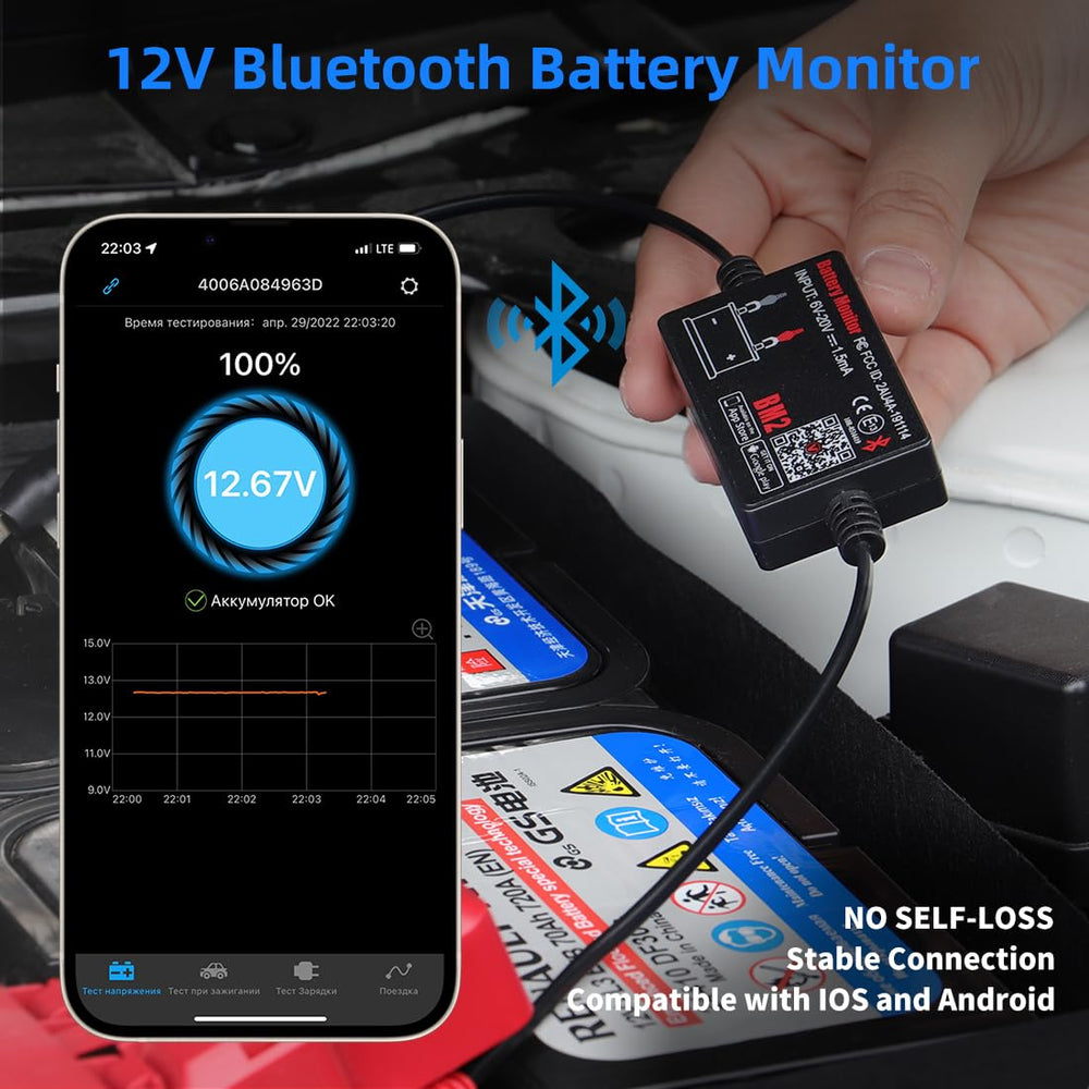 KDator Quicklynks BM2 performing 12V testing for solar, RVs, boats, and cars.
