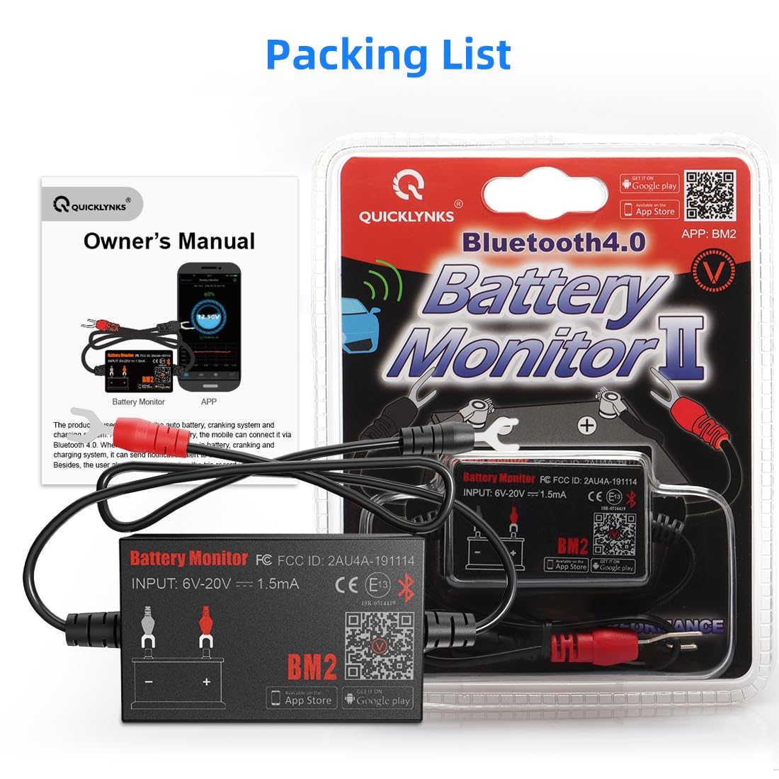 KDator Quicklynks BM2 in use during driving to monitor charge and start data.