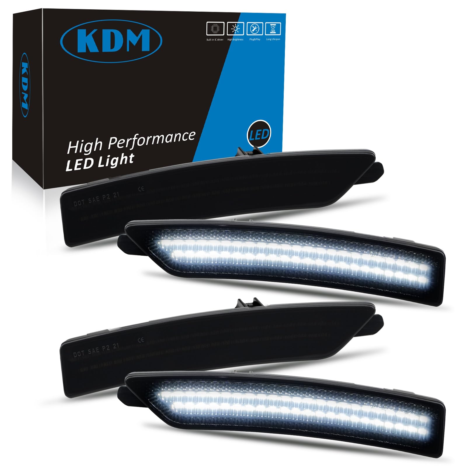 KDM LED smoked lens front side marker for Ford Mustang Gen7 increases daytime visibility