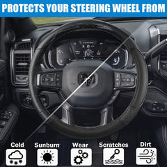 KEAIDAP steering wheel cover for Dodge Ram 2500 16in improves control and comfort