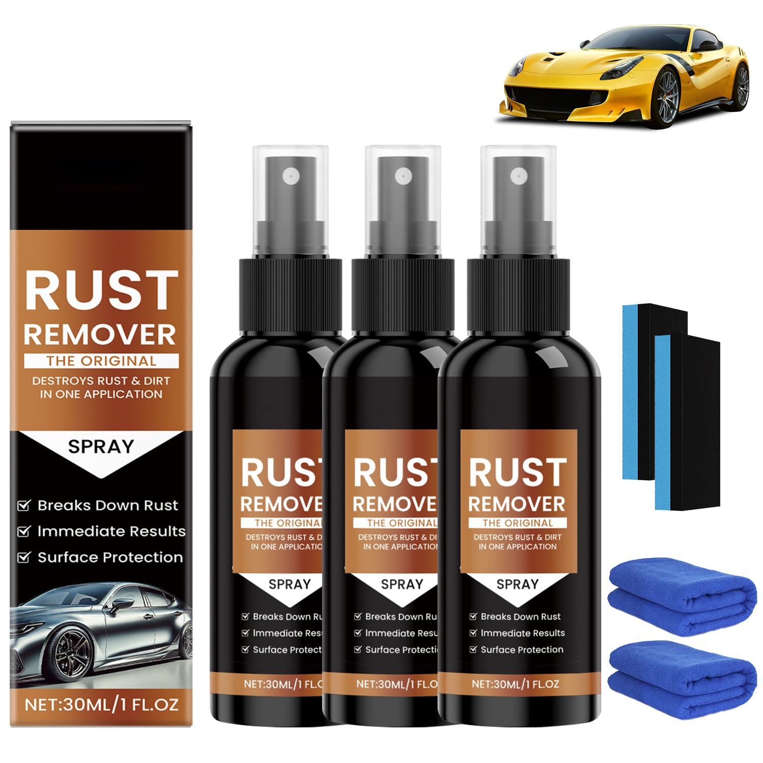 KEBEGE Nexa rust remover spray applying on metal surface to restore shine