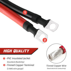 KEDAKEJI 2AWG black battery cable with 3/8 ring end for secure grounding