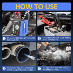 Kedite smoke machine in use on a vehicle engine for leak detection