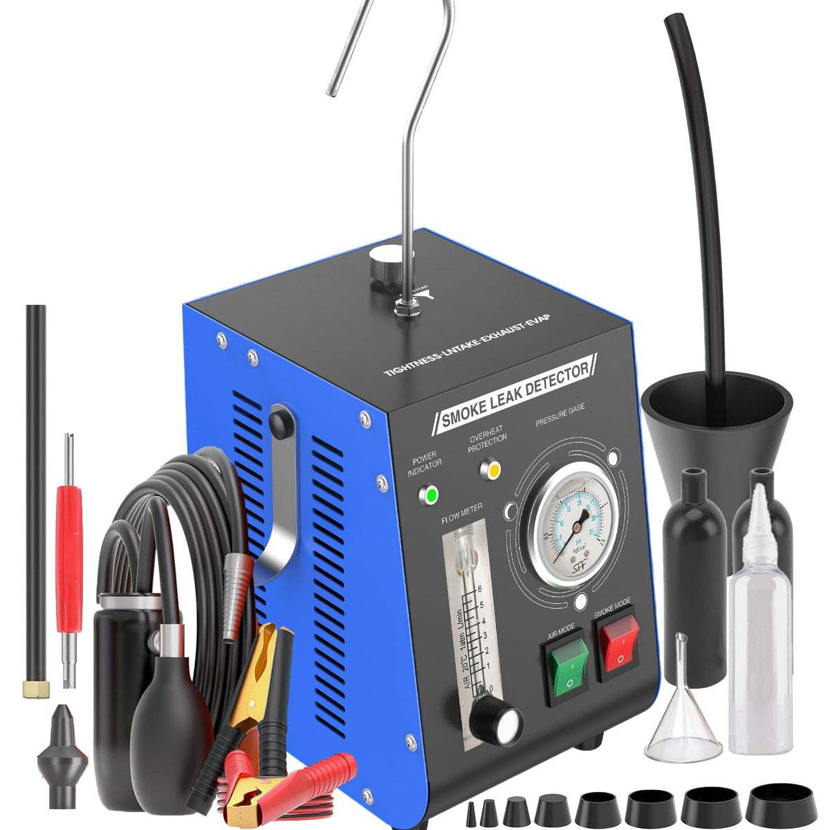 Kedite smoke machine front view showing compact diagnostic tool for leaks