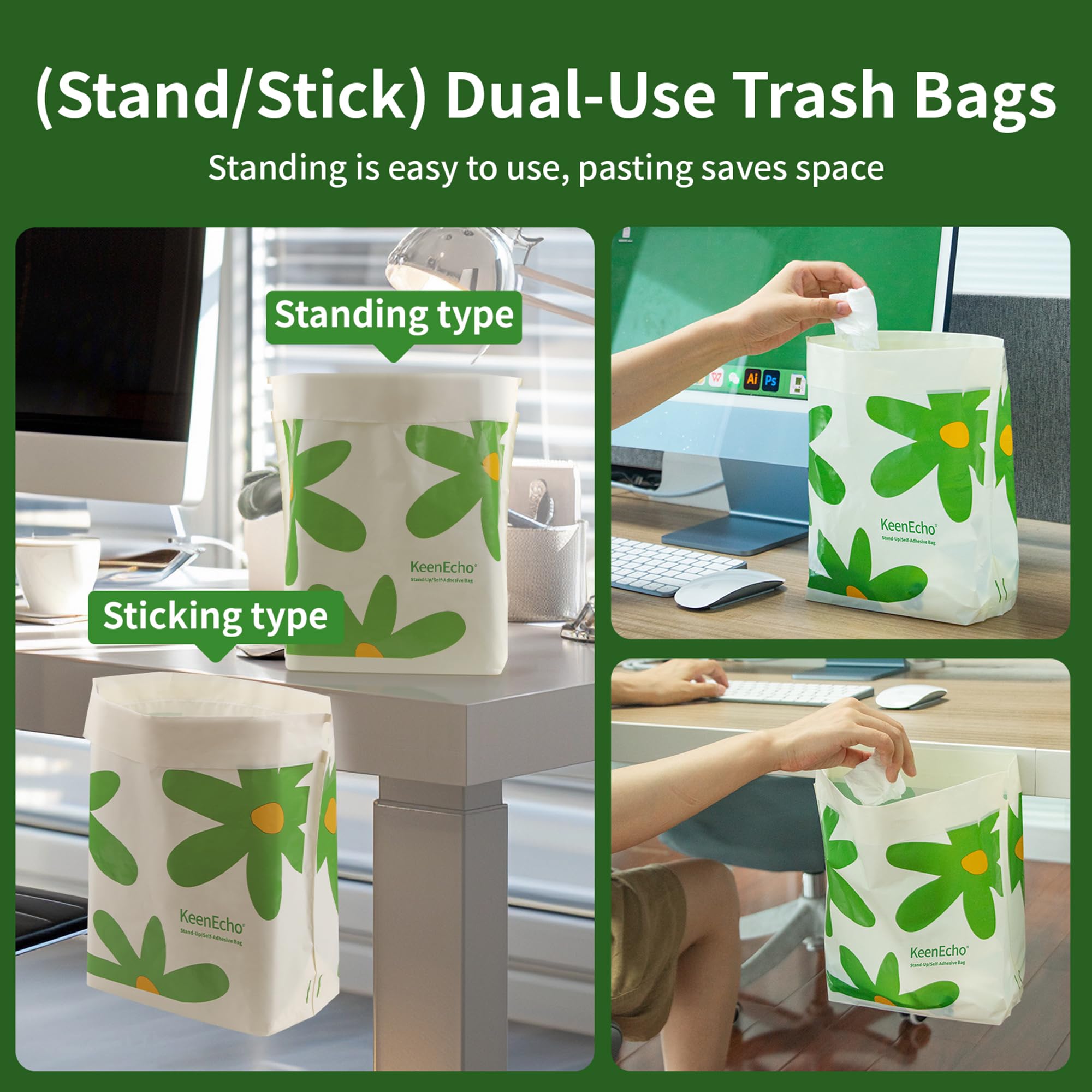 KeenEcho strong load-bearing adhesive holds bags securely during use.