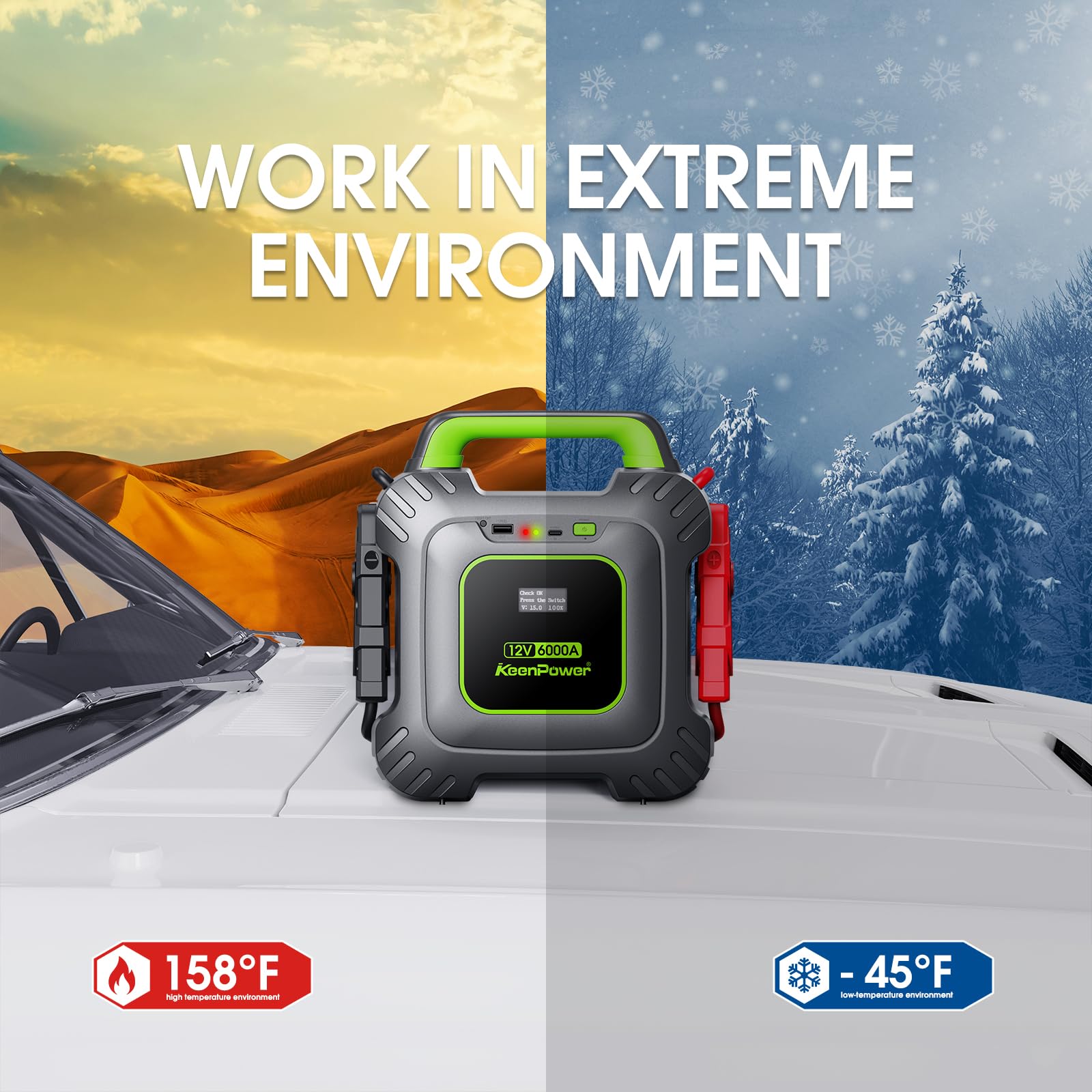 KeenPower 6000A screen displays status at a glance