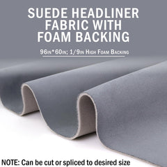 Kefly suede headliner with foam backing shown for durable interior.
