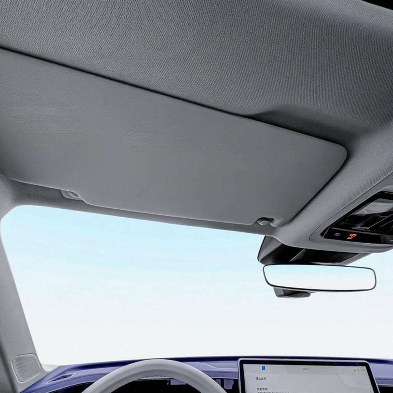 Vehicle interior view of Kefly mesh headliner ready for binding or gluing.