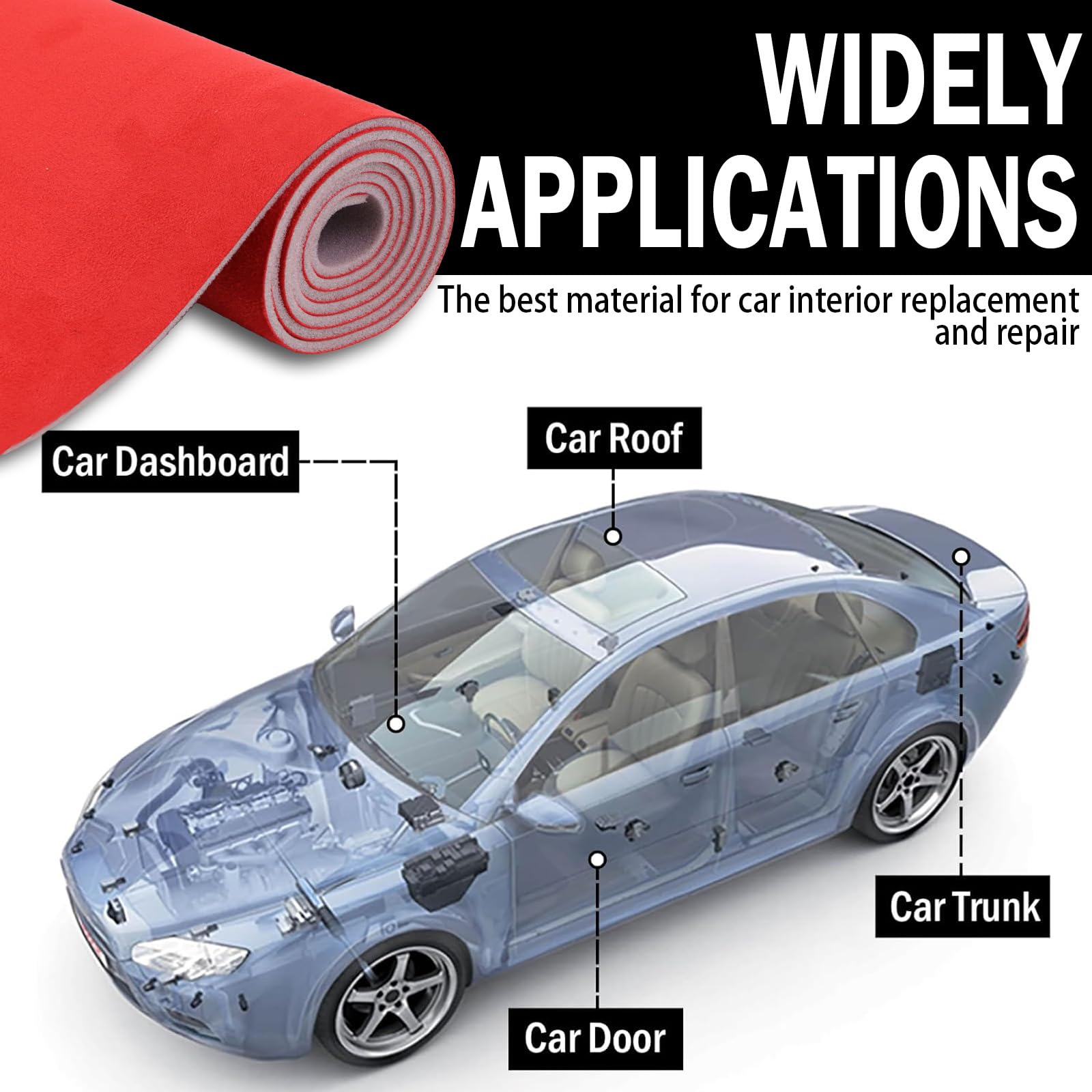 Kefly suede roof top fabric cut-ready for DIY car, boat, or RV repairs.