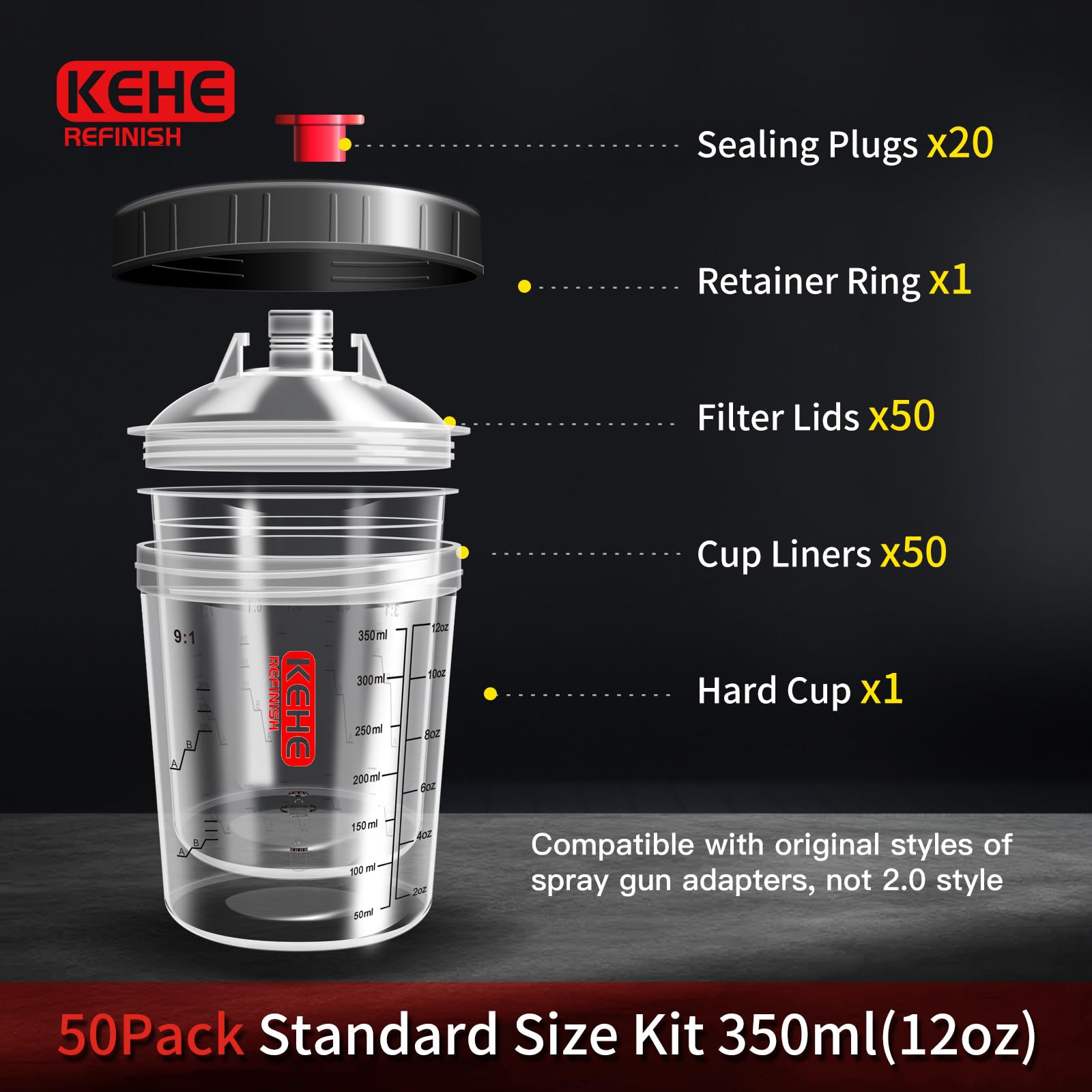 KEHE REFINISH 125-micron filter lid blocks contaminants during spraying