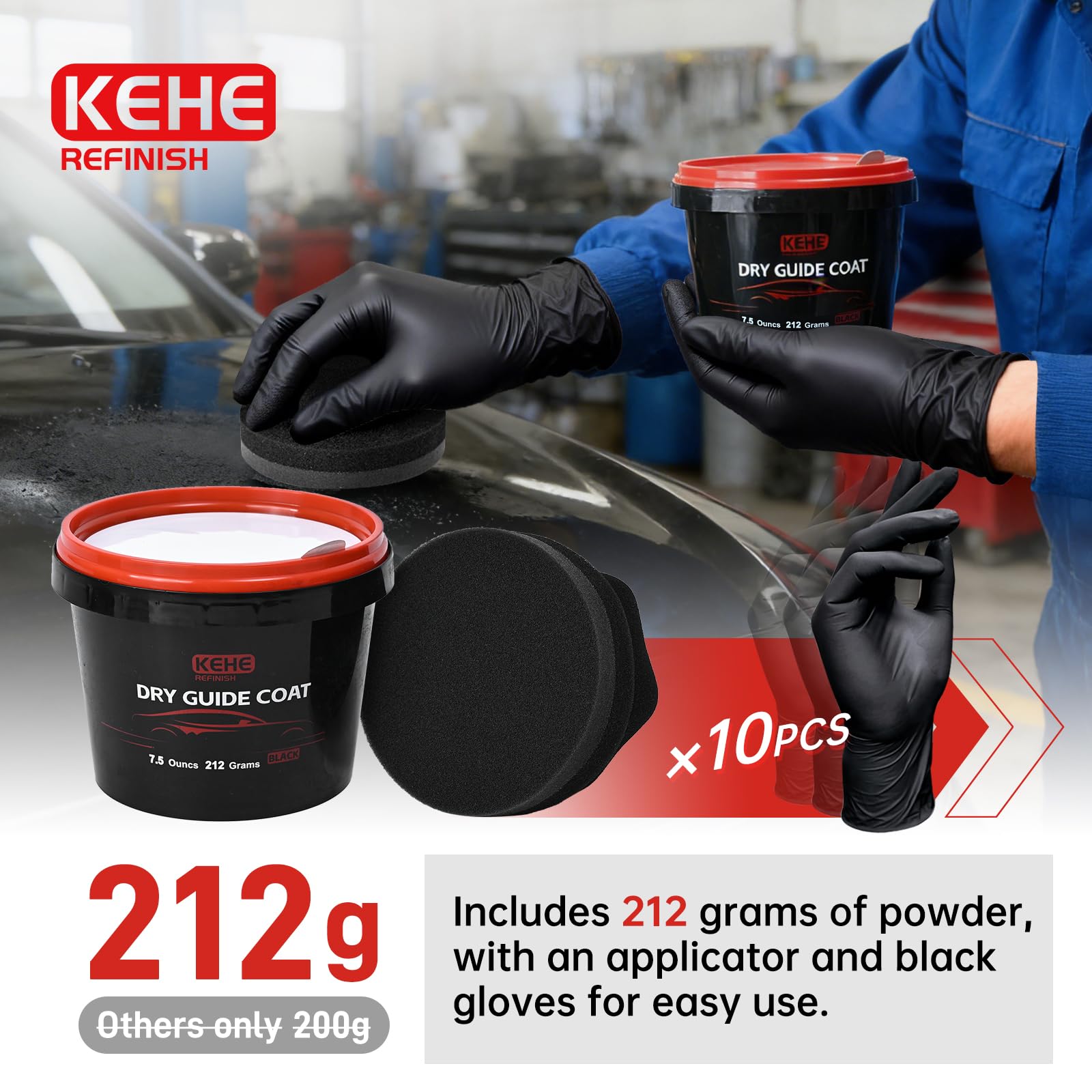 KEHE REFINISH ergonomic foam handle provides comfortable grip during large-area coating.