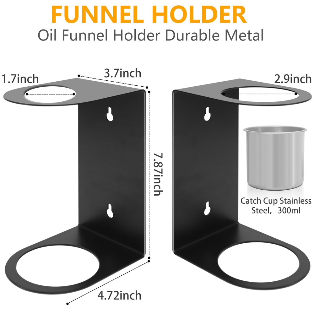 KEHOSTAR funnel buddy storage rack securing large funnels in a compact space.