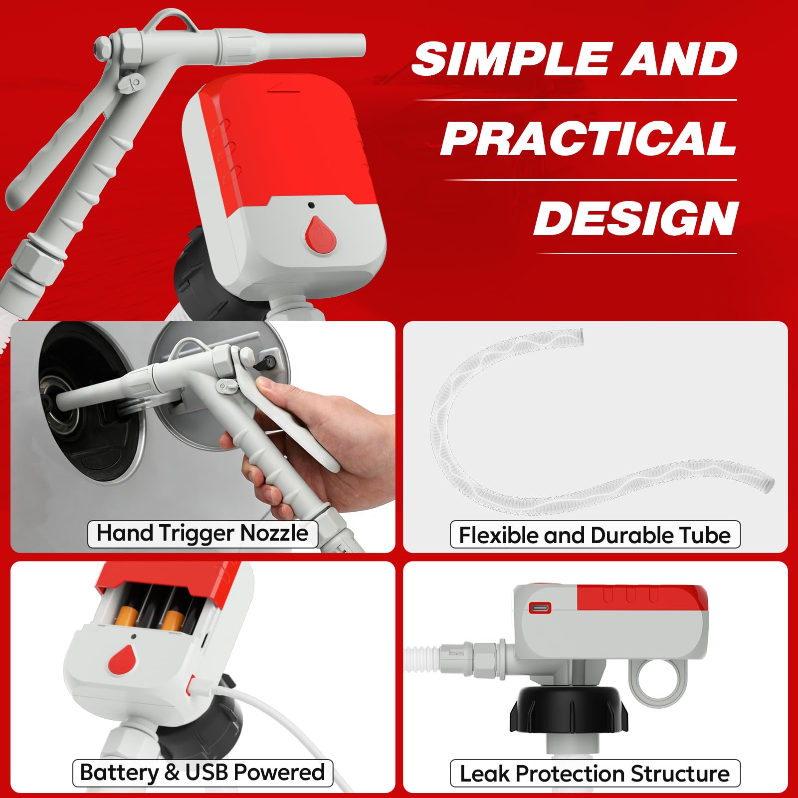 Keimi compact, leak-resistant fuel pump for clean transfers and easy storage