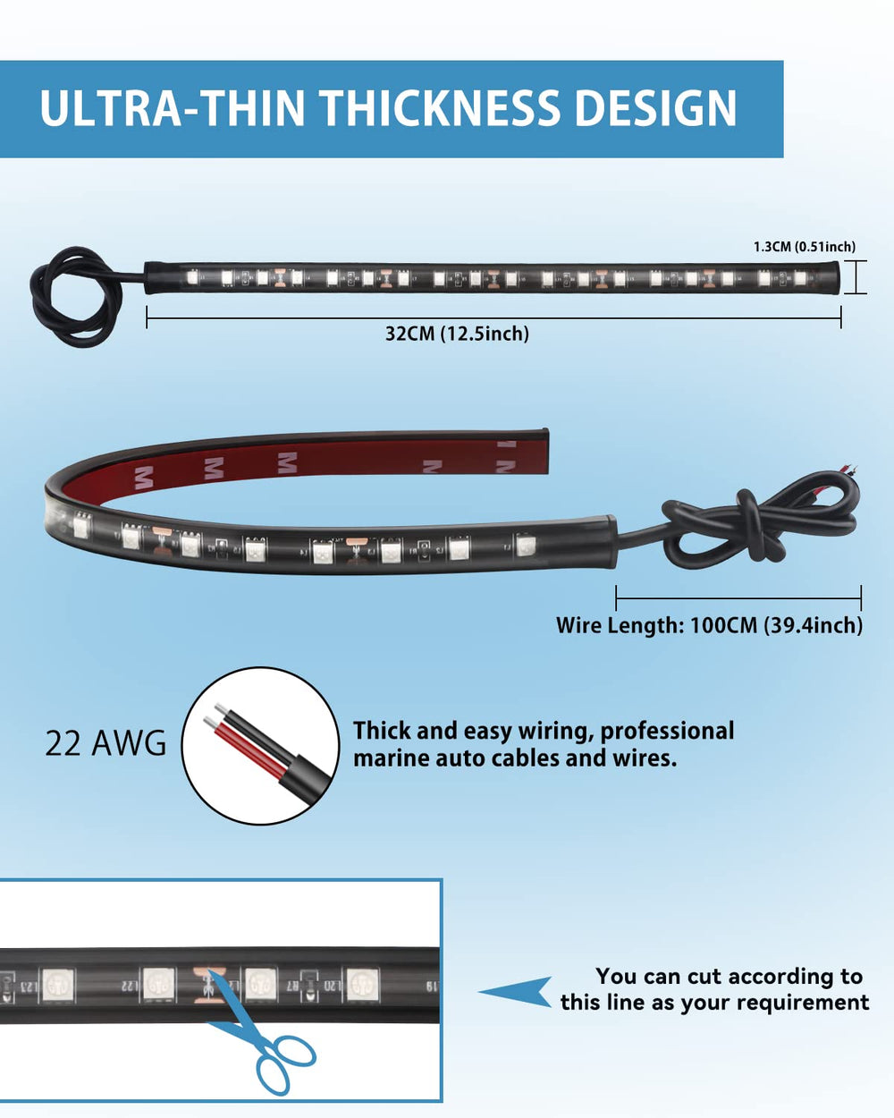 Keiurot 18SMD 5050 red LED strip for exterior grille lighting.