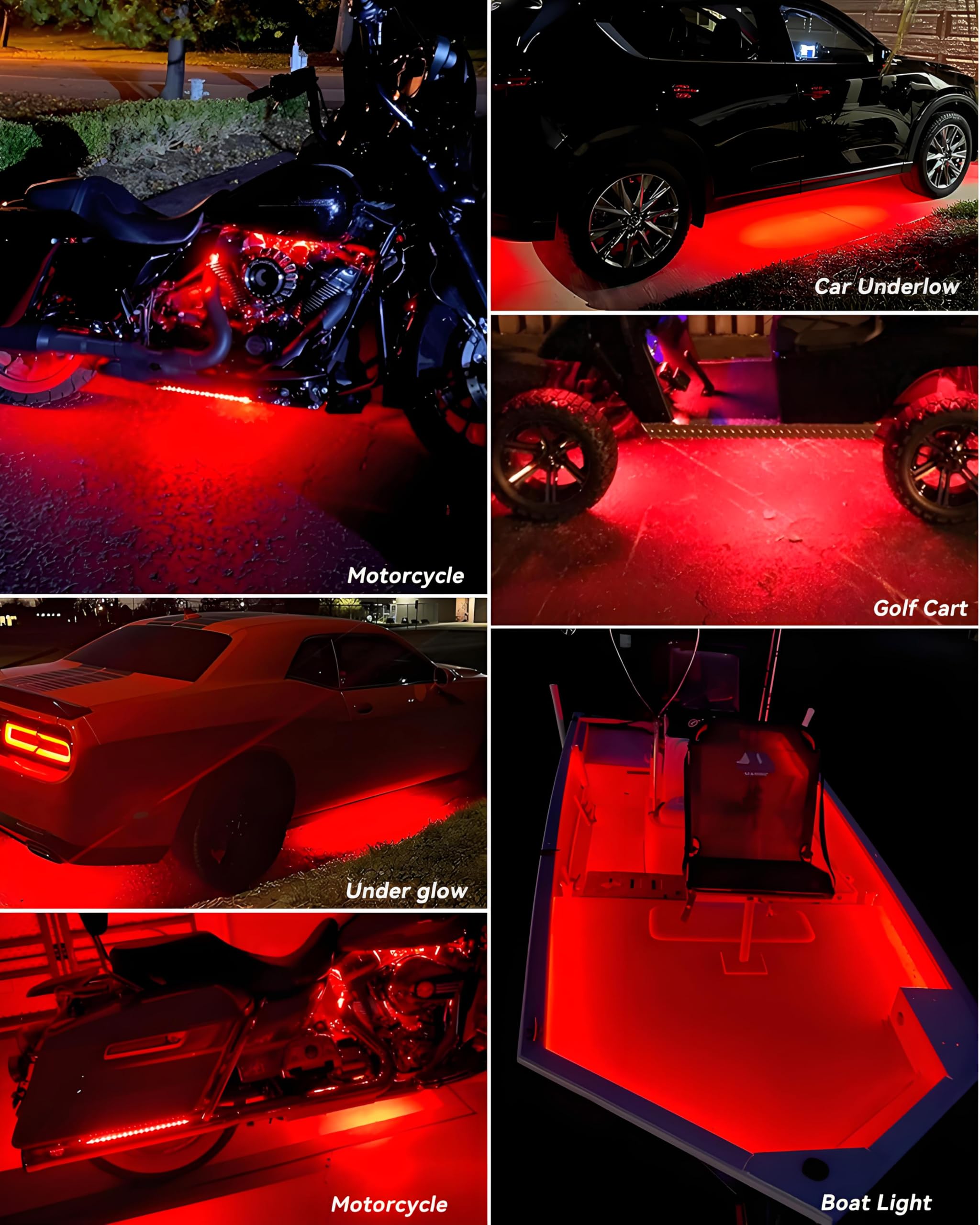 Keiurot IP67 waterproof red LED strip for boats and marine lighting.