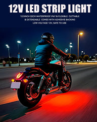Keiurot red 12V LED strip for motorcycles enhances visibility and style.