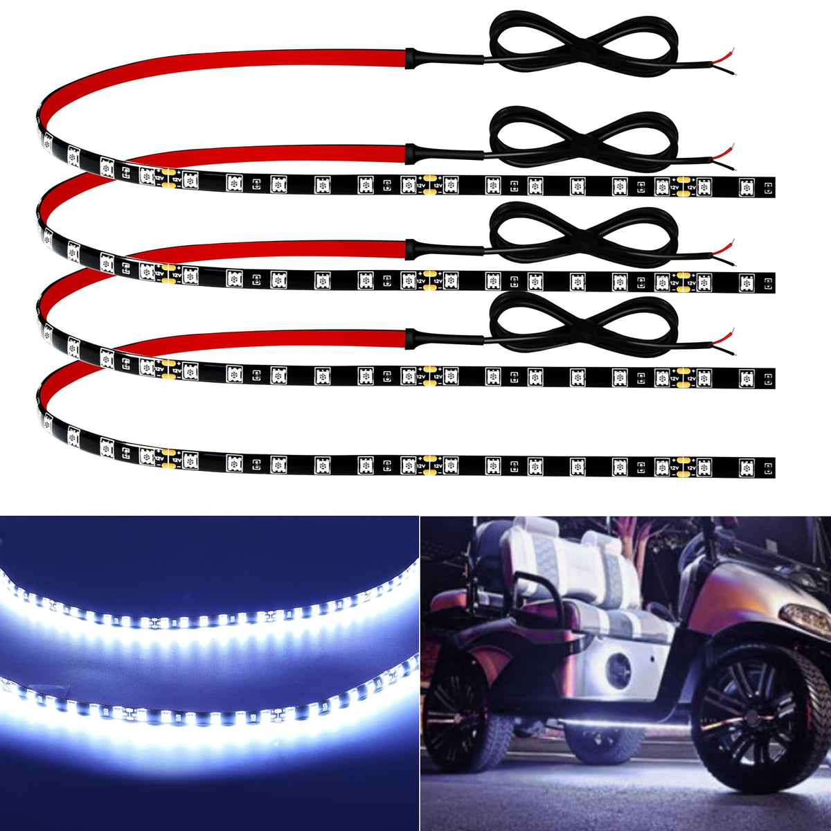 Keiurot 12V LED strip extendable 24in for flexible car interior lighting.