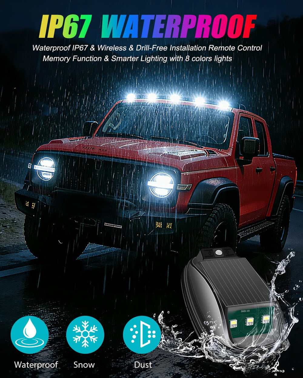Keiurot adhesive-backed cab lights install cleanly without drilling