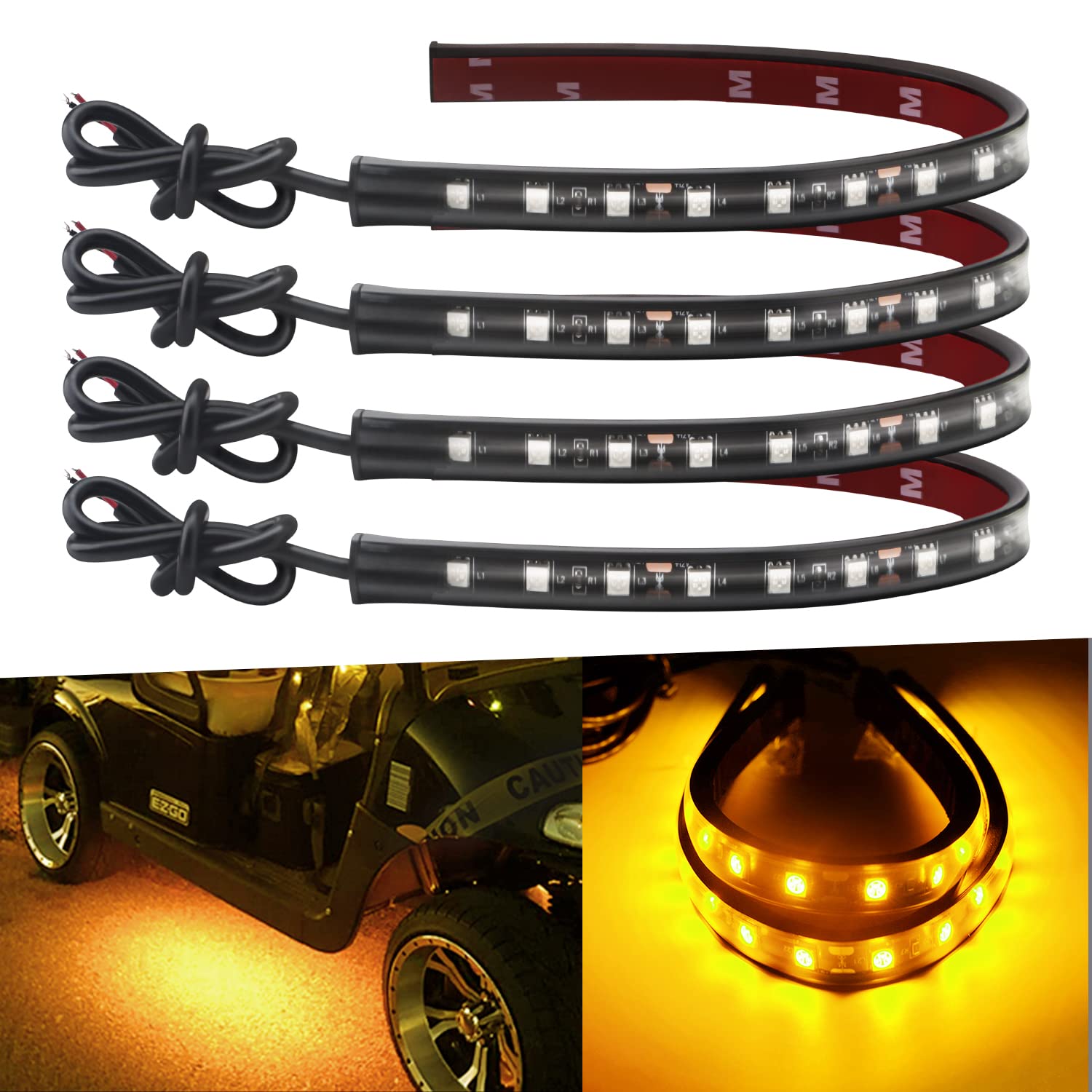 Keiurot amber LED strip underbody underglow enhances visibility and style on vehicles.