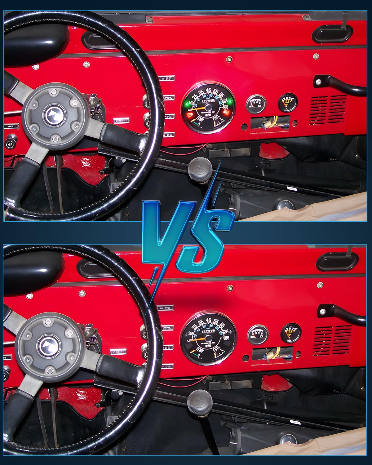 Keiurot dimmable Jeep speedometer LED kit offers flexible brightness with OEM dimmer.