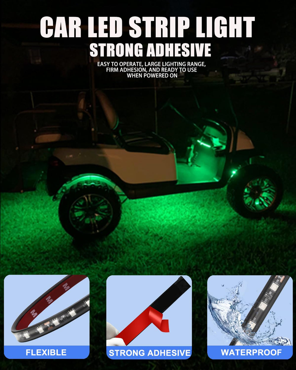 Keiurot 32cm green LED strip as motorcycle accent lighting for visibility.