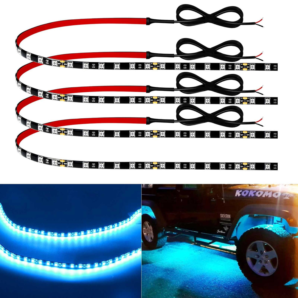 Keiurot ice blue LED strip in car interior for ambient lighting