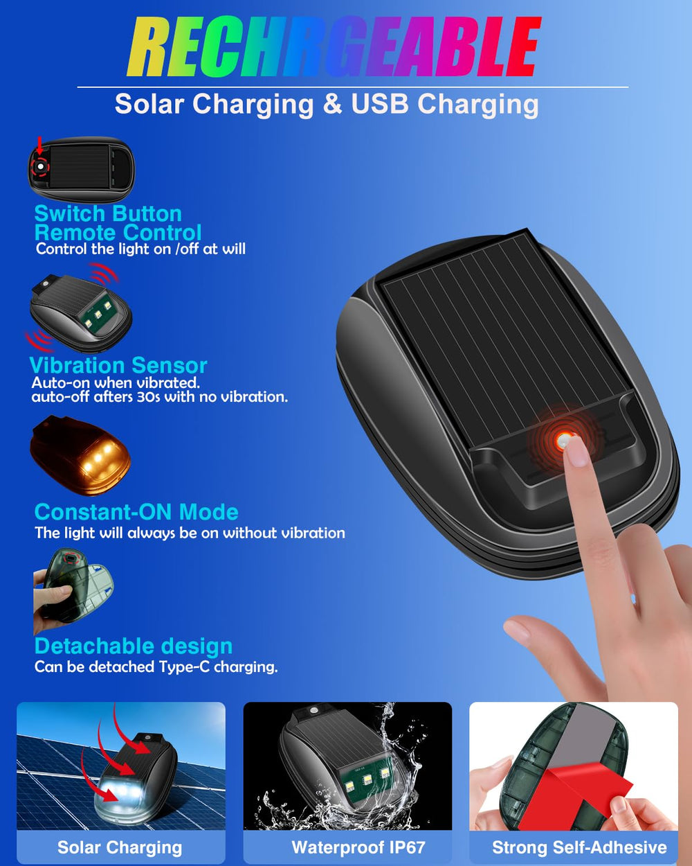 Keiurot solar cab lights package contents including remote and USB cable