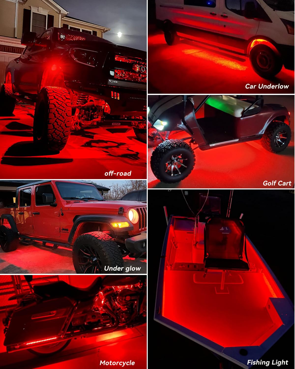 Keiurot red LED strip under dash provides subtle ambient lighting
