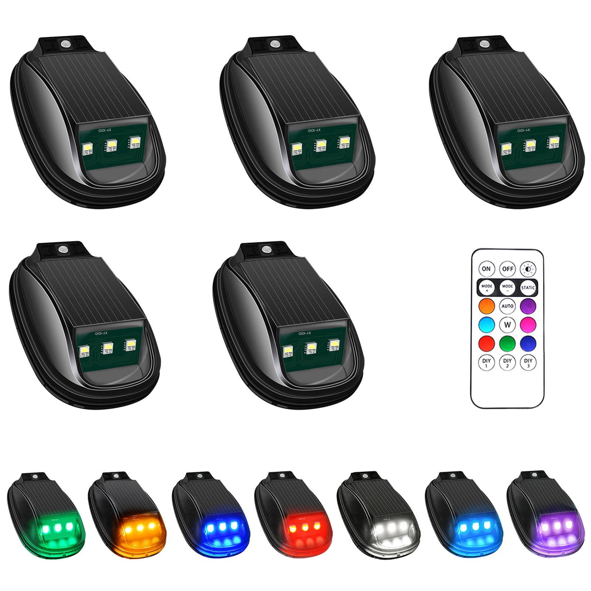 Keiurot solar cab lights on a truck showing eight color options for visibility
