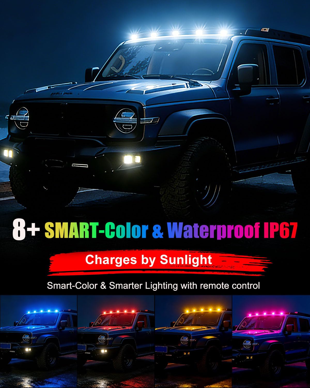 Keiurot wireless cab lights installed without drilling on a vehicle