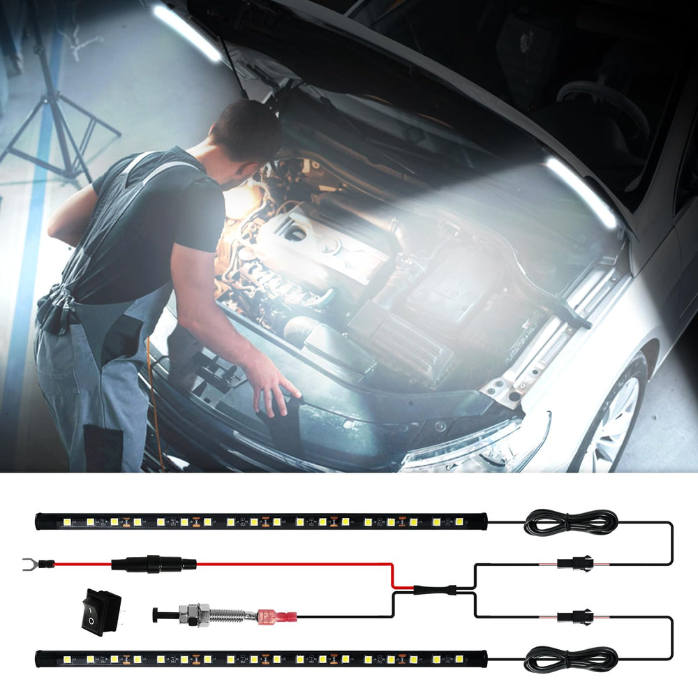 Keiurot under hood light strip front view brightens the engine bay for quick checks.